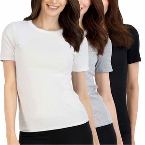 Lucky Brand Ladies' Ribbed Crew, 3-pack
